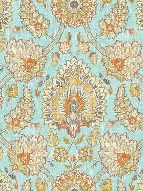 Ballard Designs Nicolette Sky Geometric Palmettes Fabric Linen Blend 35"x35"